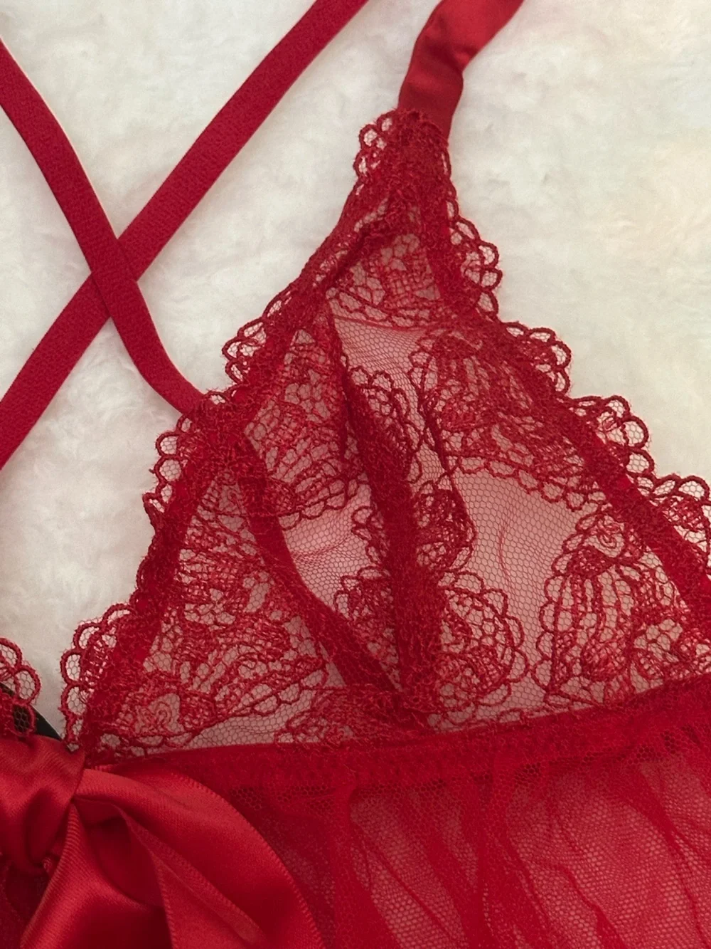 New! Victoria‎ Secret Red Queen of Hearts Open Cup Babydoll Lingerie 9082